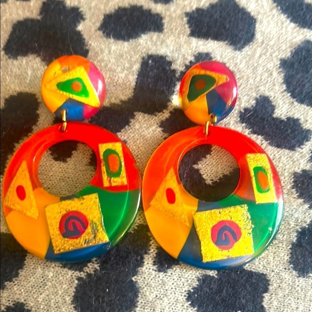 Colorful VINTAGE Geometric Earrings